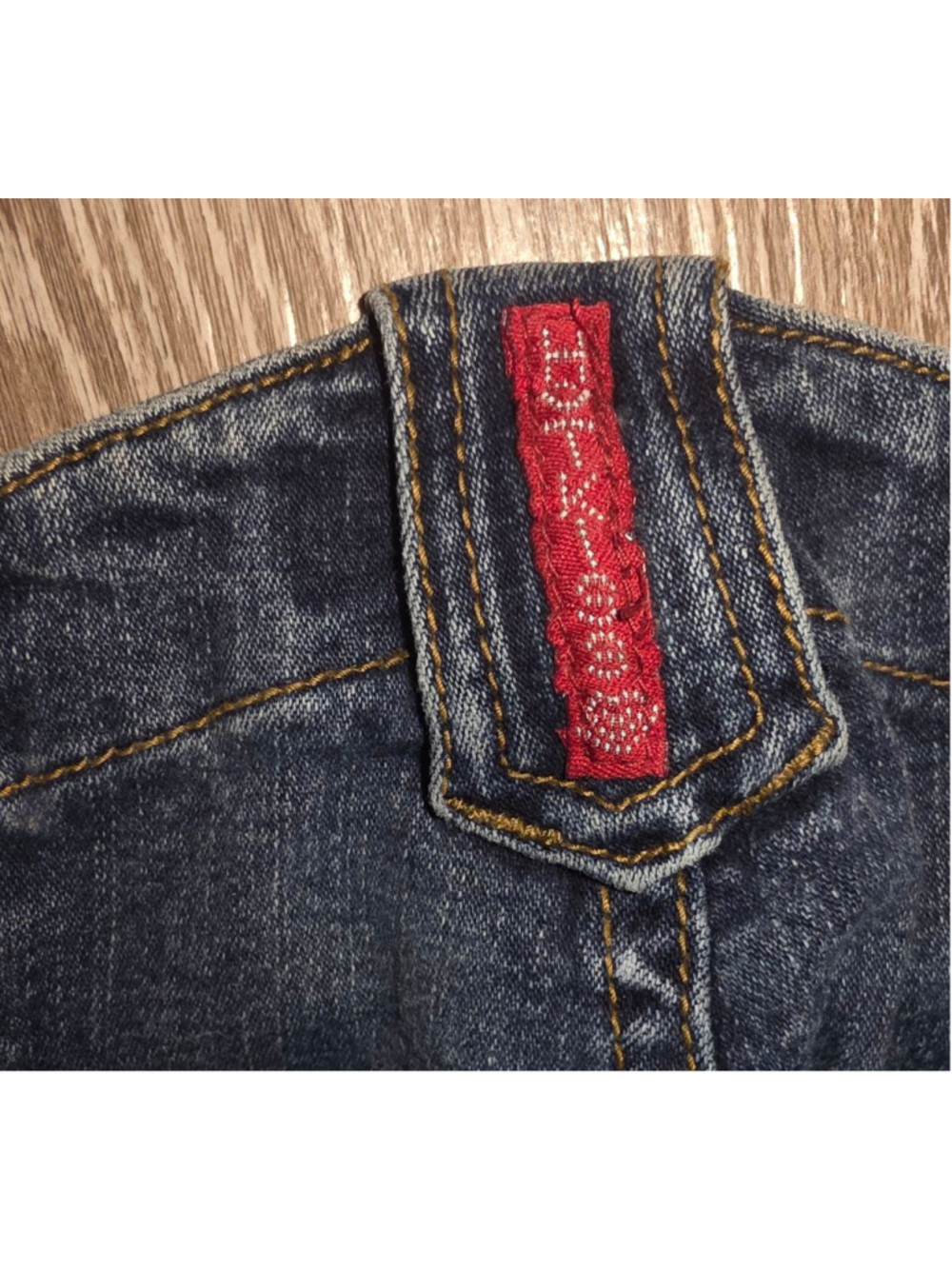 Authentic Y2K Juniors Hot Kiss Boot Cut Jeans Size 1 Blue with Red Zippers - Picture 4 of 5